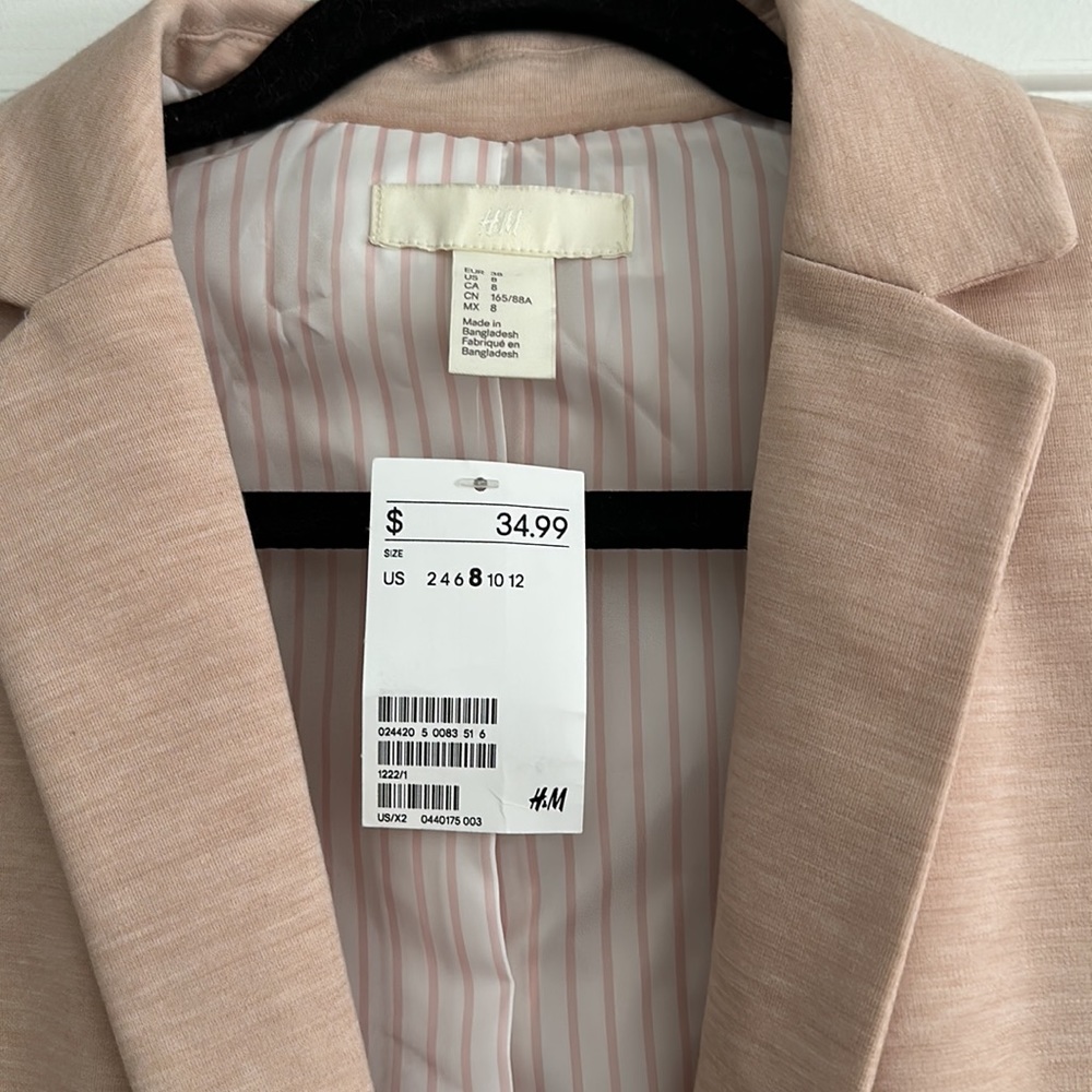 H&M One Button Blazer Heather Pink NWT - Picture 2 of 4